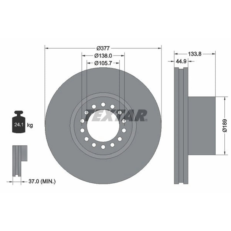 Textar 2 x Internally Vented Brake Discs 93101400 OE 9754210112 9754210212