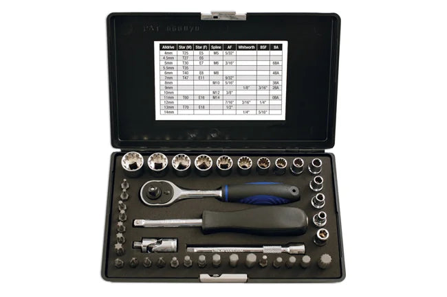 Laser Tools Alldrive Socket & Bit Set 1/4"D 40pc - PL