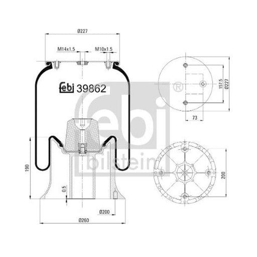 Febi Air Suspension Bellow 227mm 39862