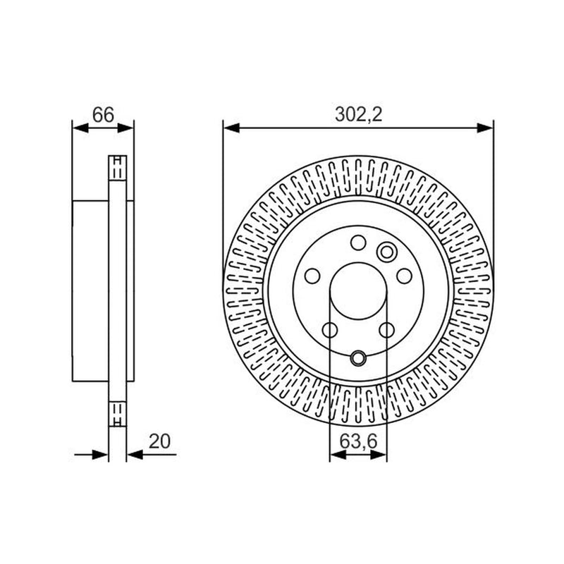 Bosch 2 x Vented Rear Brake Discs 0 986 479 U44