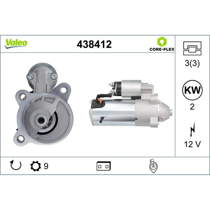 Valeo Starter Motor 12V 2kW 9 Teeth 438412