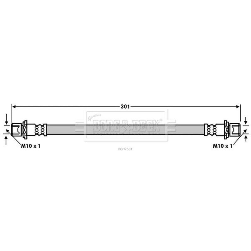 Borg & Beck Brake Hydraulic Hose Line Rear Left BBH7581