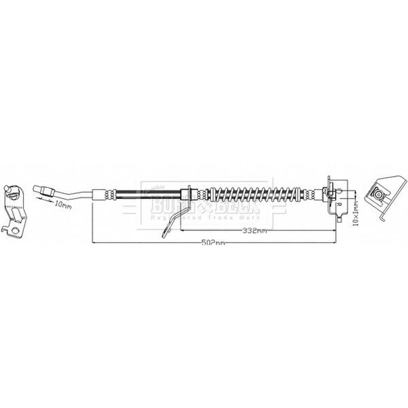 Borg & Beck Brake Hydraulic Hose Line Front Right BBH7999