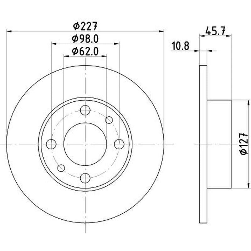 DON 2 x Solid Front Brake Discs PCD13222