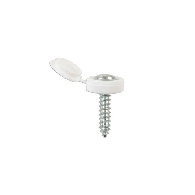Connect White Number Plate Flip Top & Screw 5pc - CPL