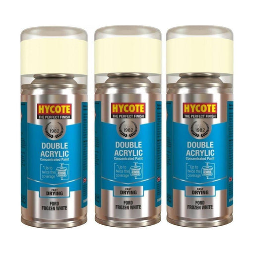 3x Hycote Aerosol Paint for Ford Frozen White 150ml Hycote  - Town Parts