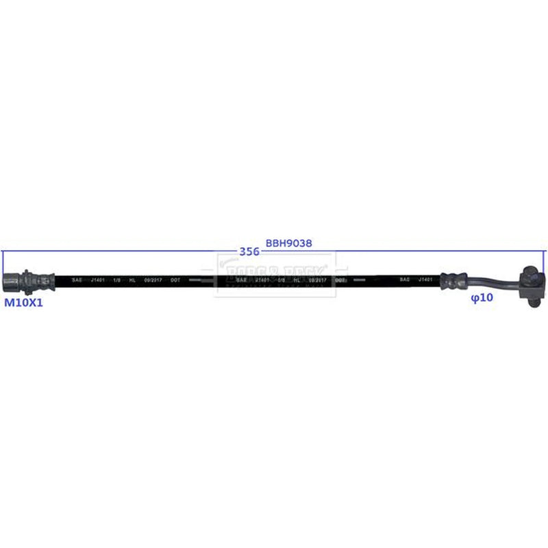 Borg & Beck Brake Hydraulic Hose Line Rear Left BBH9038