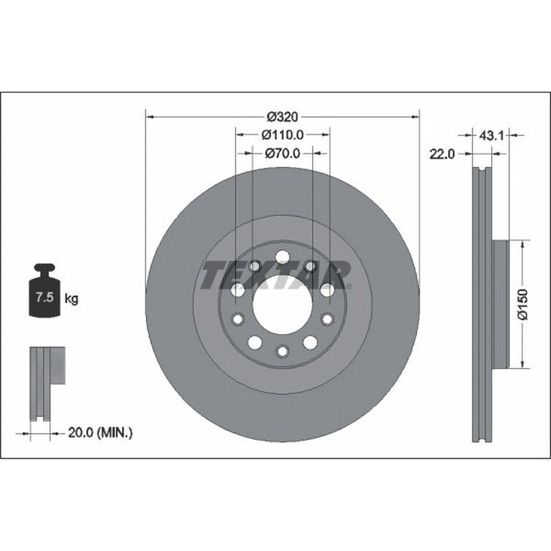 Textar 2 x Vented Rear Brake Discs 92337803