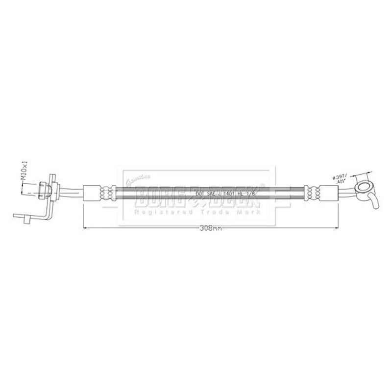 Borg & Beck Brake Hydraulic Hose Line Rear Right BBH8928