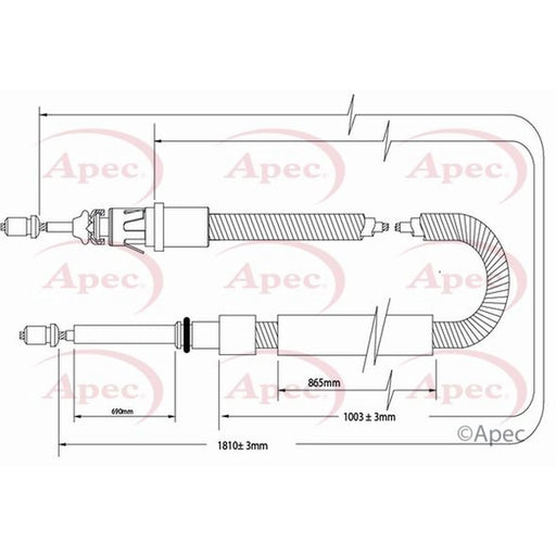 Apec Handbrake Cable Left Rear CAB1551
