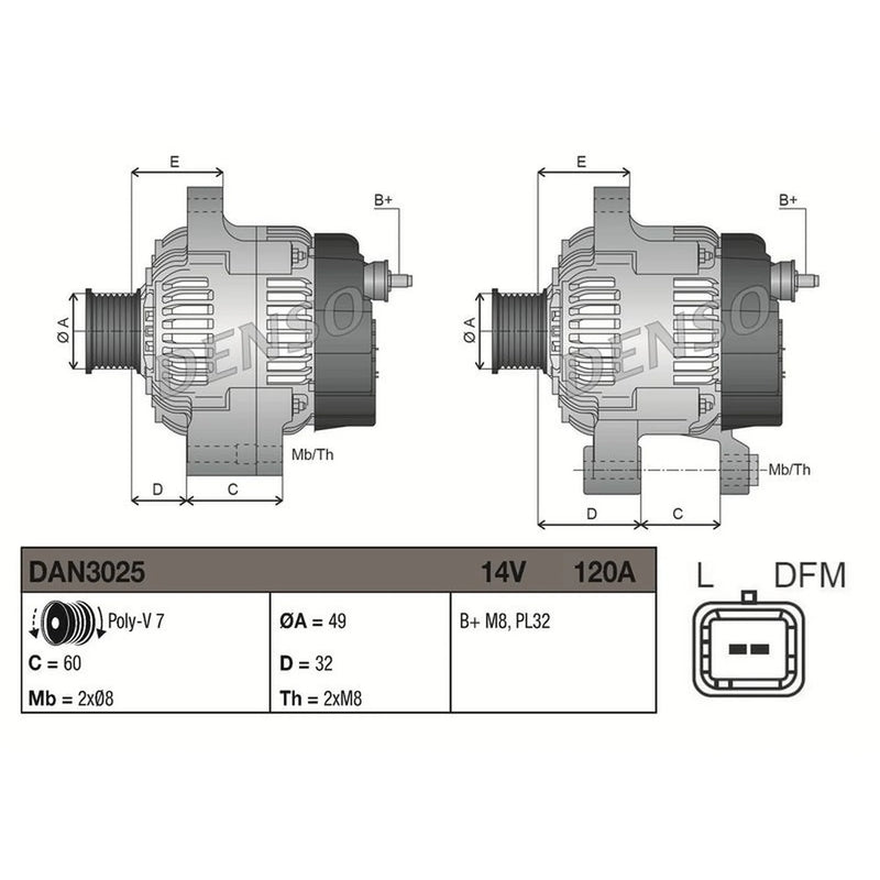 Denso Car Alternator 12V DAN3025