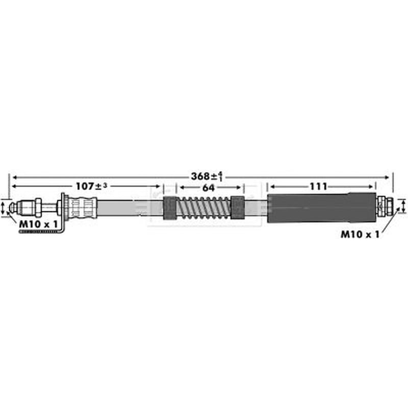 Borg & Beck Brake Hydraulic Hose Line Front Left BBH6986