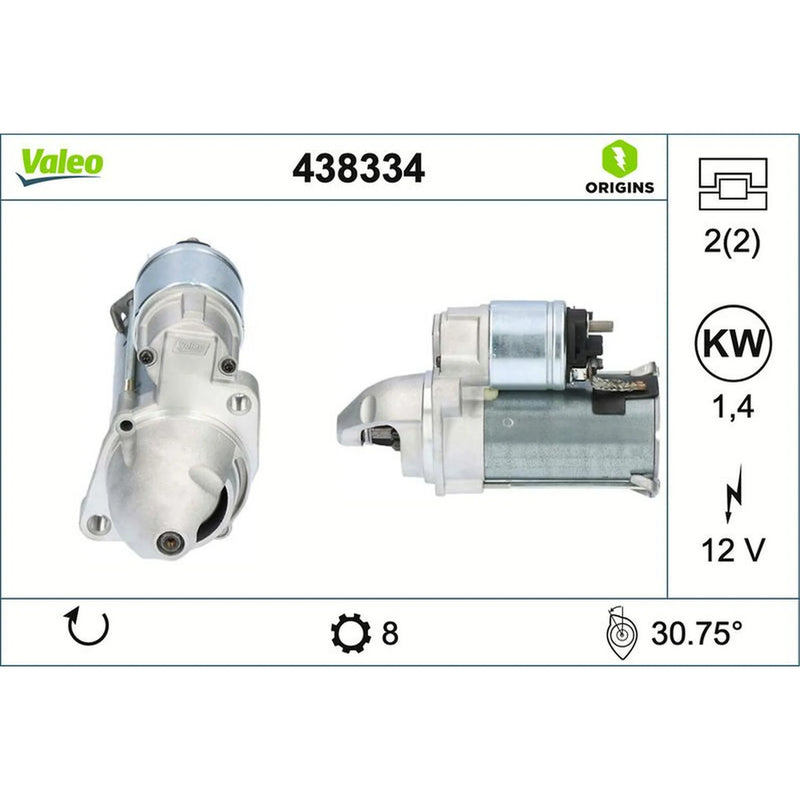 Valeo Starter Motor 12V 1.4kW 8 Teeth 438334