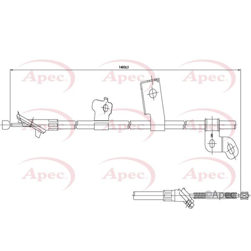 Apec Handbrake Cable Right Rear CAB1444