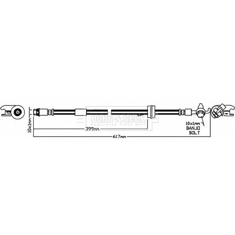 Borg & Beck Brake Hydraulic Hose Line Front Right BBH8224