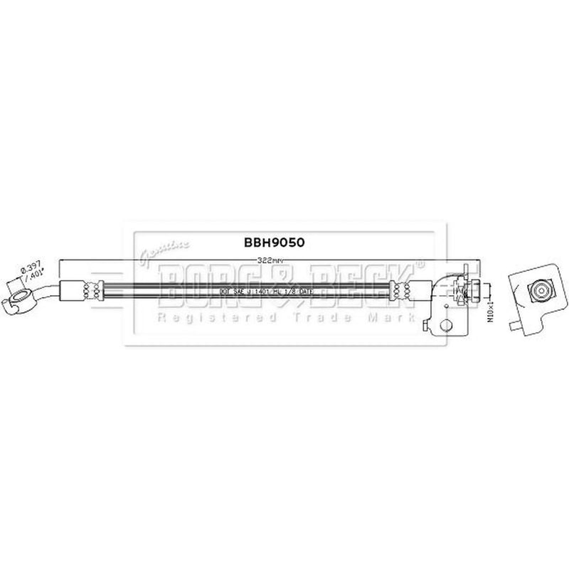 Borg & Beck Brake Hydraulic Hose Line Rear Right BBH9050
