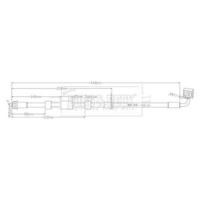 Borg & Beck Brake Hydraulic Hose Line Front BBH8938