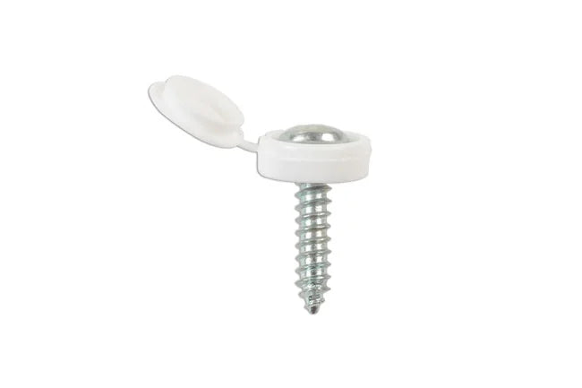 Connect White Number Plate Flip Top & Screw 5pc - CPL