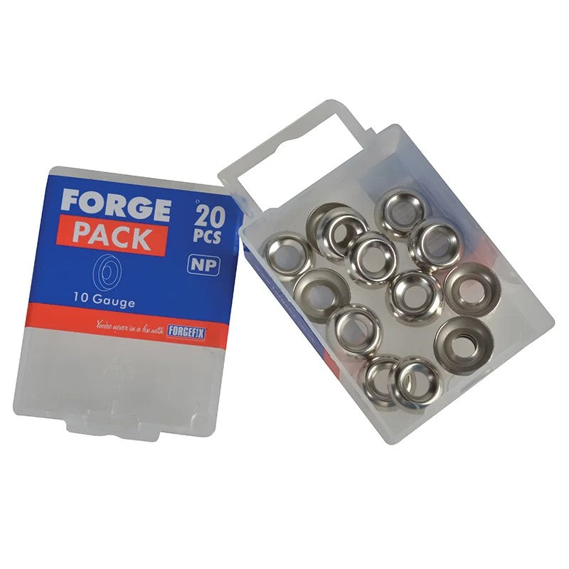 ForgeFix Screw Cup Washer Nickle Plated No.10 ForgePack 20 - FPSCW10N