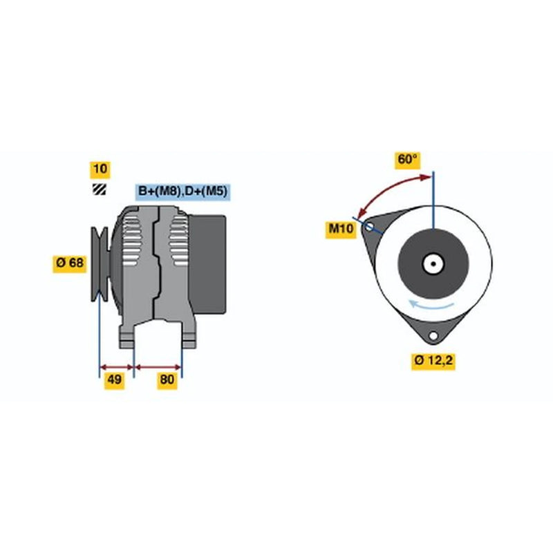 Bosch Car Alternator 12V 0 986 041 970