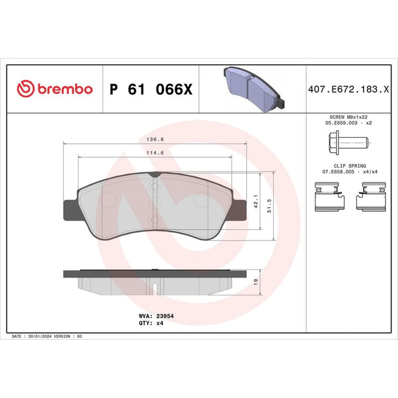 Brembo 4 x Front Brake Pad Set P61066X
