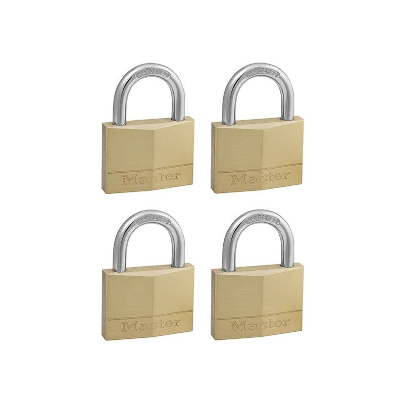 Master Lock Solid Brass 50mm Padlock 5-Pin - Keyed Alike x 4 - 150EURQNOP