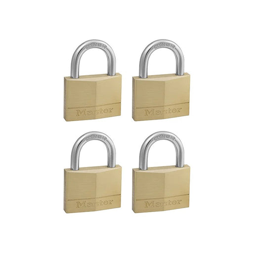 Master Lock Solid Brass 50mm Padlock 5-Pin - Keyed Alike x 4 - 150EURQNOP