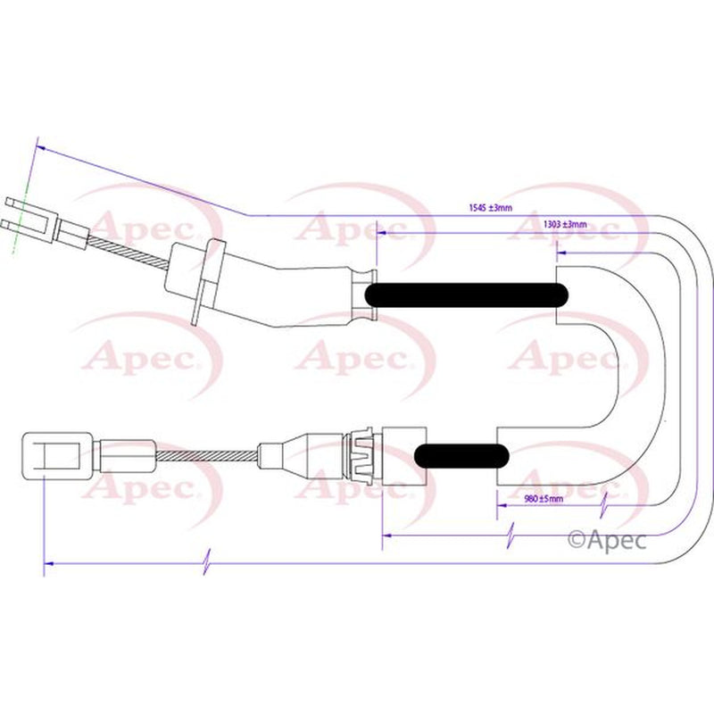 Apec Handbrake Cable Left Rear CAB1285
