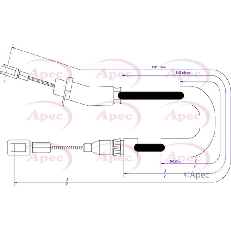 Apec Handbrake Cable Left Rear CAB1285
