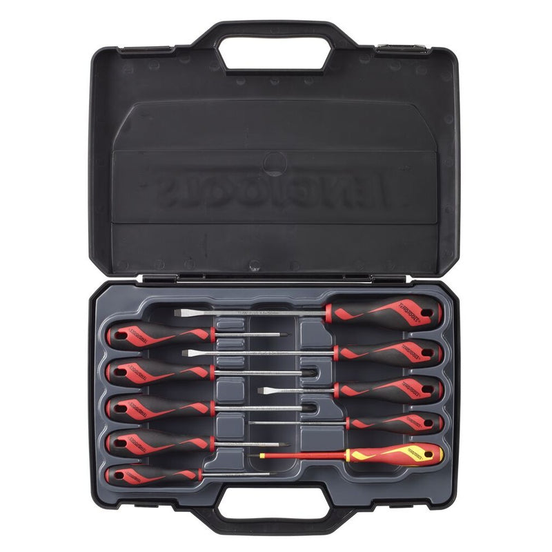 Teng Tools Screwdriver Set Mixed 10 Pieces - Flat, Phillips, Pozi