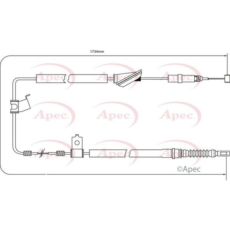 Apec Handbrake Cable Right Rear CAB1208
