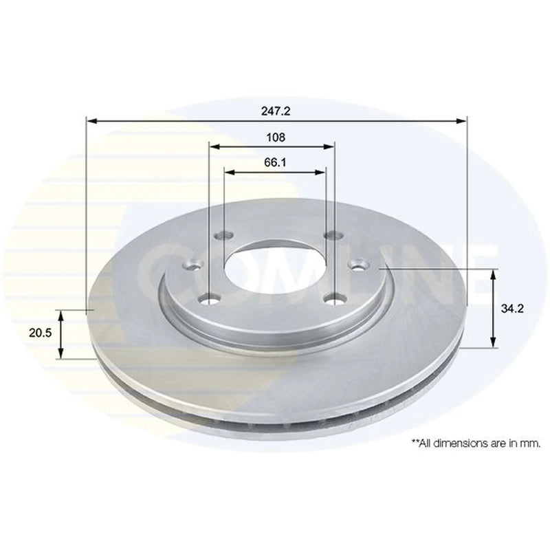 Comline 2 x Internally Vented Front Brake Discs ADC1506V