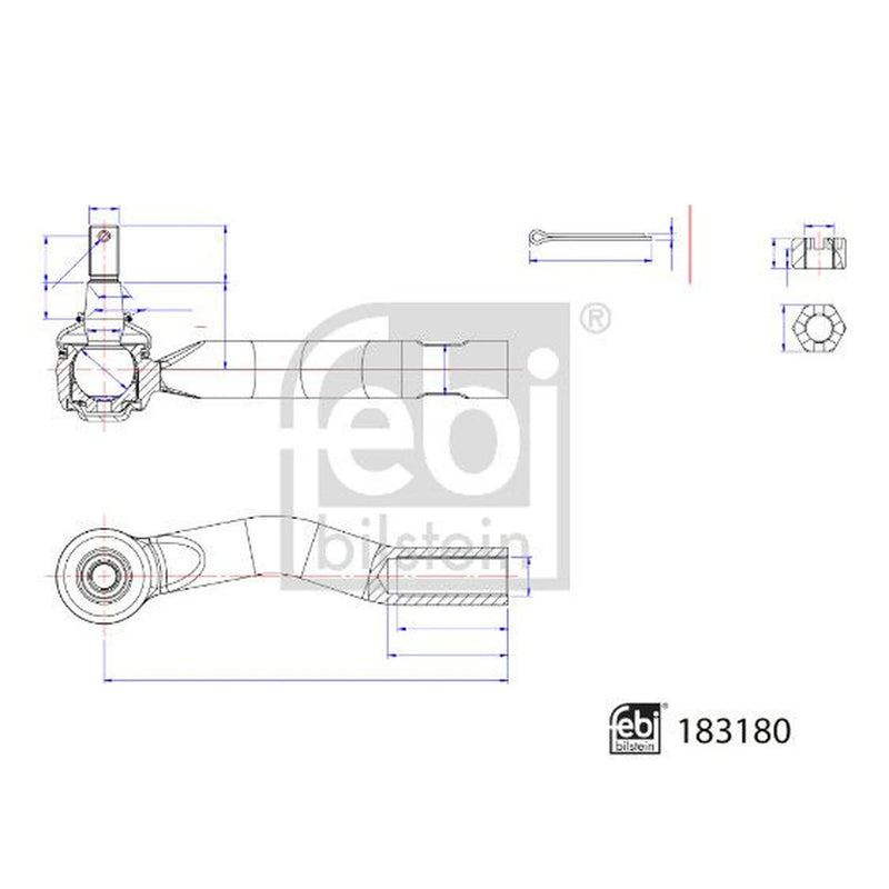 Febi Steering Tie Rod End Ball Joint Front Right 183180
