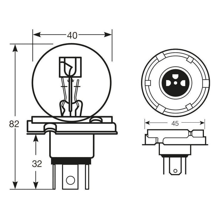 1x Ring P45T 12v 45/40w R2 Asymmetric Headlamp Headlight Bulb - R410 Ring  - Town Parts