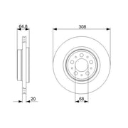 Bosch 2 x Vented Rear Brake Discs 0 986 479 320