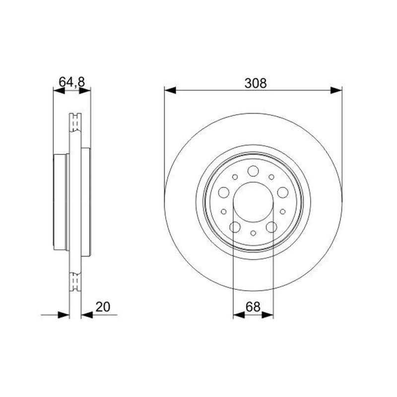 Bosch 2 x Vented Rear Brake Discs 0 986 479 320