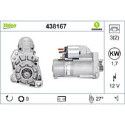 Valeo Starter Motor 12V 1.7kW 9 Teeth 438167