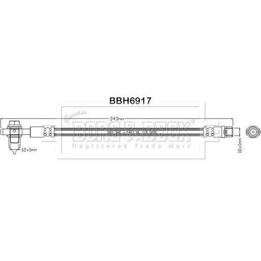 Borg & Beck Brake Hydraulic Hose Line Rear Left BBH6917