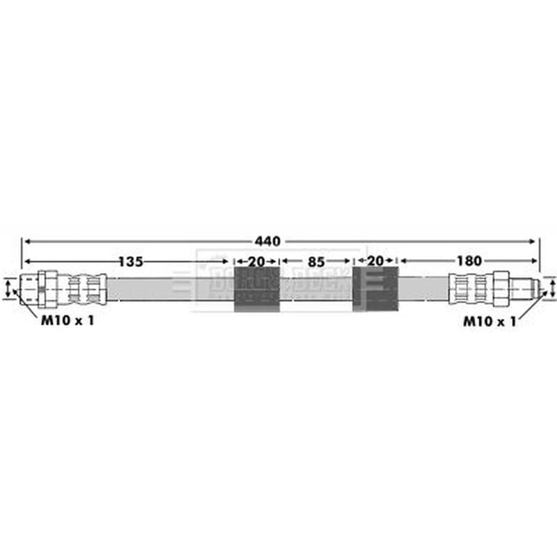 Borg & Beck Brake Hydraulic Hose Line Front Left BBH6739