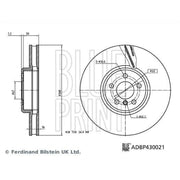 Blue Print 2 x Internally Vented Front Brake Discs ADBP430020