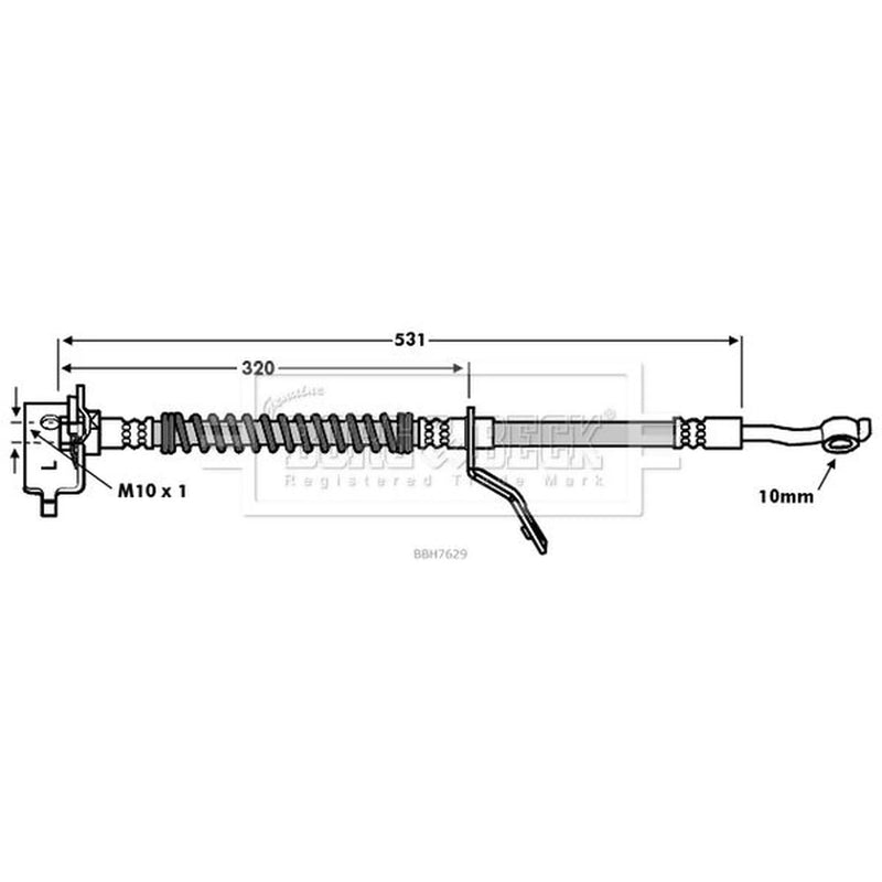 Borg & Beck Brake Hydraulic Hose Line Front Left BBH7629
