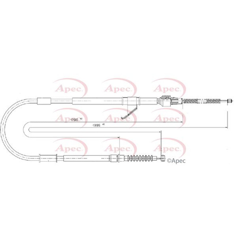 Apec Handbrake Cable Right Rear CAB1854
