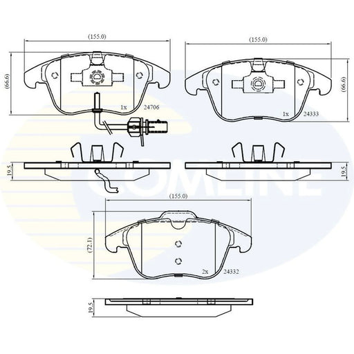 Comline 4 x Front Brake Pad Set CBP11591