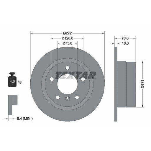 Textar 2 x Solid Rear Brake Discs 92072303