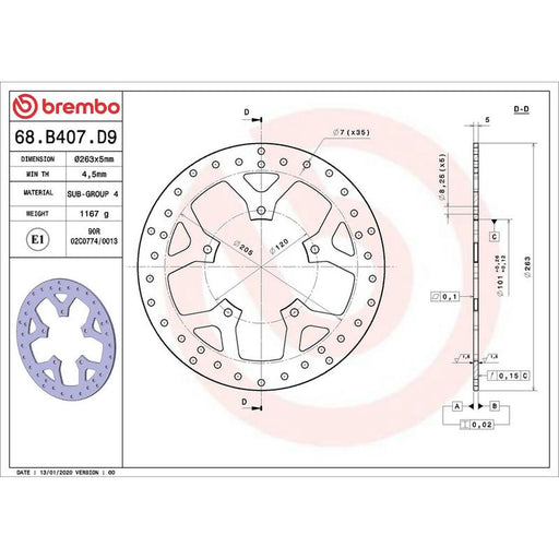 Brembo 2 x Rigid Front Brake Disc Brake Discs 68B407D9