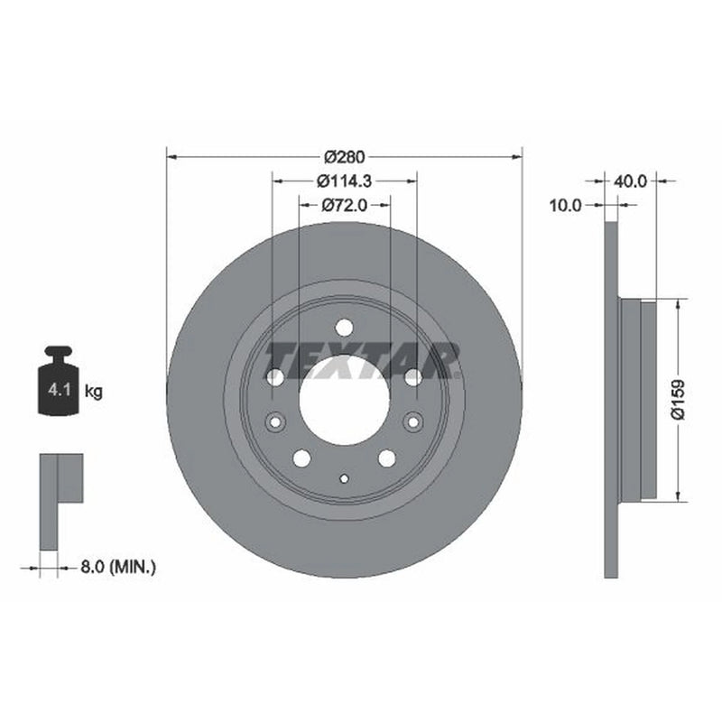 Textar 2 x Solid Rear Brake Discs 92125603