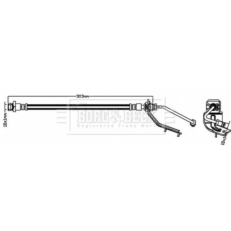 Borg & Beck Brake Hydraulic Hose Line Left BBH8286