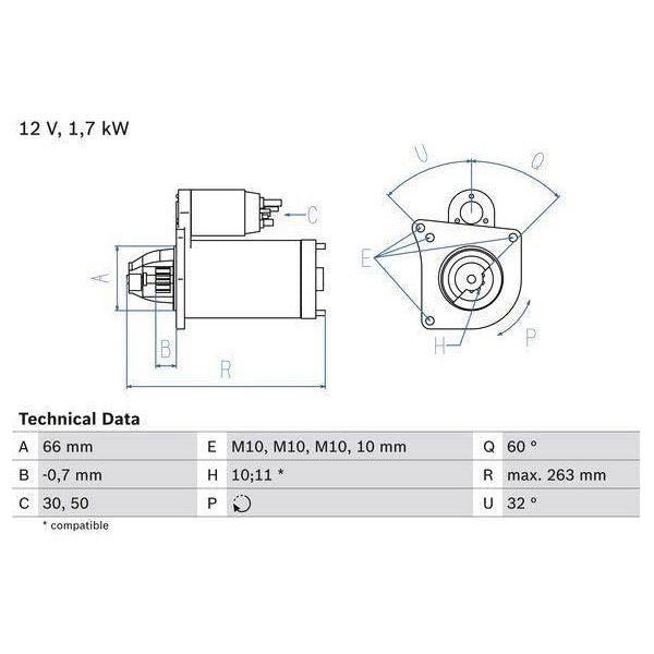 Bosch Reman Starter Motor 1320 0986013200 Bosch  - Town Parts