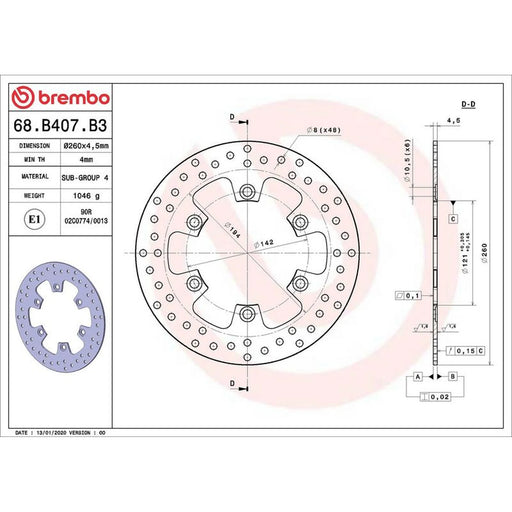 Brembo 2 x Rigid Front Brake Disc Brake Discs 68B407B3