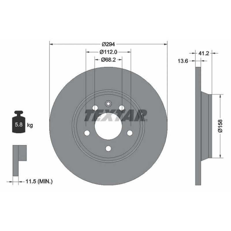 Textar 2 x Solid Rear Brake Discs 92098103
